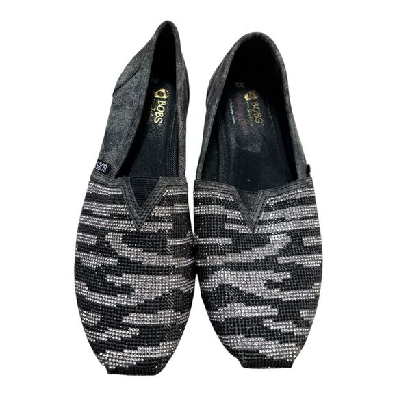 Skechers Women's Luxe Bobs - Lily Love Casual Shoes Black Grey Size 8W - Picture 5 of 10